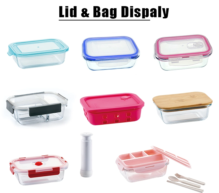 1040ml Square Clear Lunch Box Microwave Glass Bowl Glass Crisper with Lid