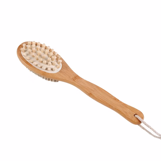 Cepillo de baño con mango de bambú FSC con cepillo para el cuerpo con cabezal de mensaje