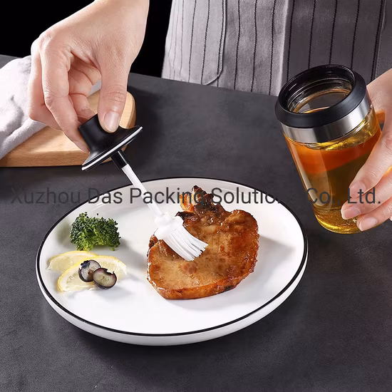 Seliing-sal en polvo vacía, salsa de miel, botella de vidrio para cocina, tarro de especias con tapa de corcho, cuchara y cepillo